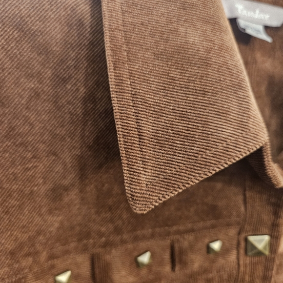 TANJAY Western Brown Corduroy Snap Button Shirt with Detail size L - Picture 6 of 13